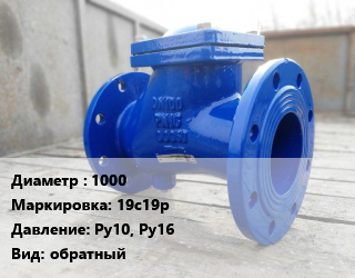 Клапан стальной 1000 19с19р Ру10, Ру16 обратный, фланцевый, по запросу, шт цена от 314449 Тг / шт, где купить, условия доставки в Алматы и Алматинской области